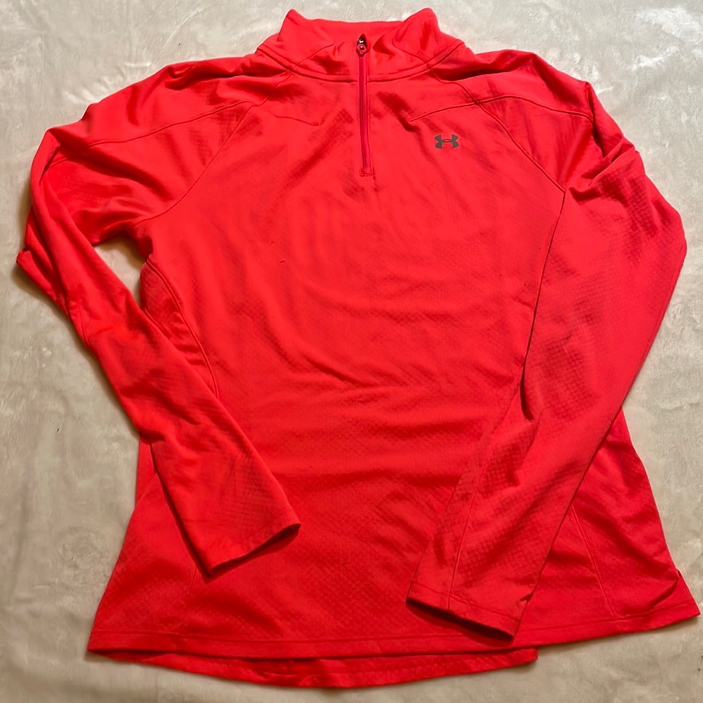Coral pink under armour long sleeve 1/4 zip